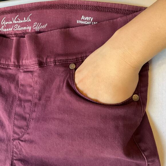 Gloria Vanderbilt Women Jeans size 10 Red Avery Straight Leg High Rise Stretch - Picture 8 of 12